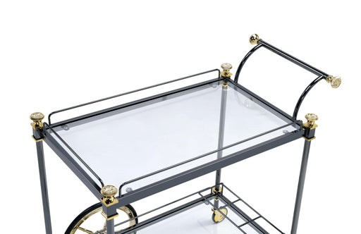 Cyrus Black/Gold & Clear Glass Serving Cart - Home Furniture And More (Brentwood, MD)