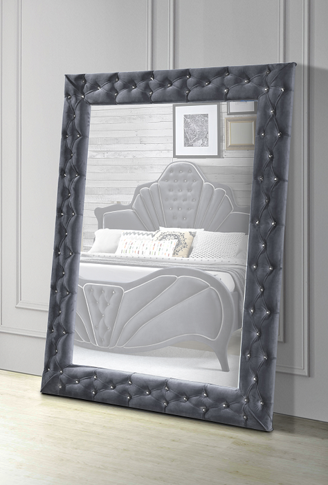 Dante Gray Velvet Accent Floor Mirror - Home Furniture And More (Brentwood, MD)