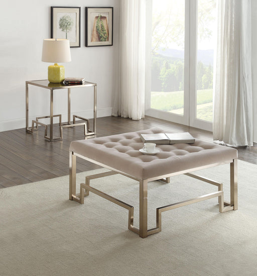 Damien Fabric & Champagne Cocktail Ottoman - Home Furniture And More (Brentwood, MD)