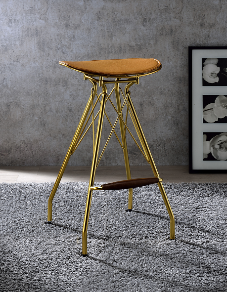 Dragea Whiskey PU & Gold Bar Stool - Home Furniture And More (Brentwood, MD)