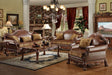 Dresden Brown PU & Chenille, Cherry Oak 3-Piece Living Room Set - Home Furniture And More (Brentwood, MD)