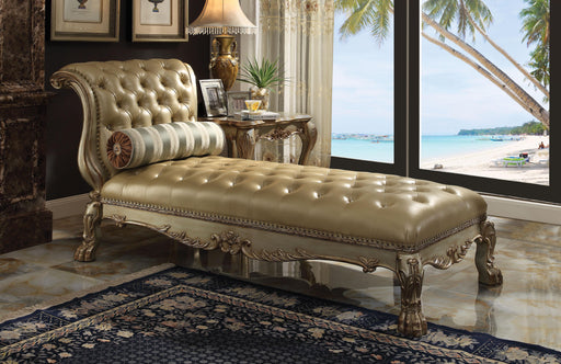 Dresden Bone PU & Gold Patina Chaise & Pillow - Home Furniture And More (Brentwood, MD)