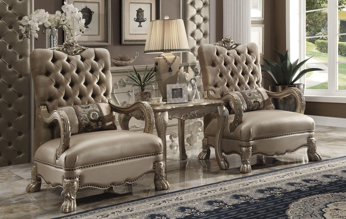 Dresden Bone Velvet & Gold Patina Chair & 1 Pillow - Home Furniture And More (Brentwood, MD)