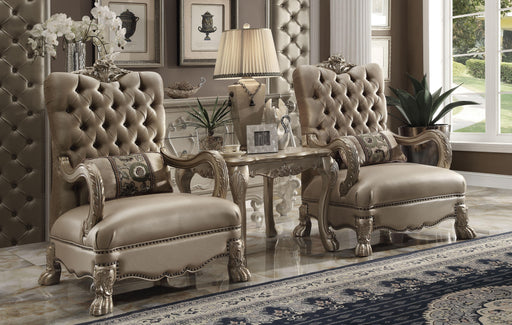 Dresden Bone Velvet & Gold Patina Chair & 1 Pillow - Home Furniture And More (Brentwood, MD)