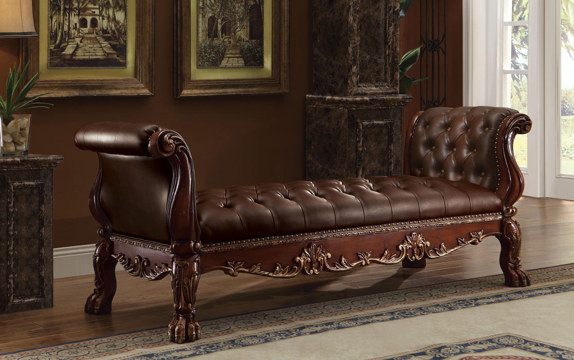 Dresden PU & Cherry Oak Bench - Home Furniture And More (Brentwood, MD)