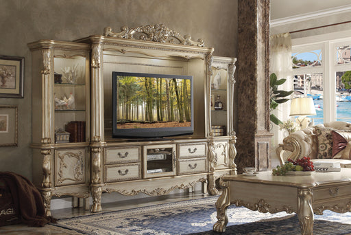 Dresden Gold Patina & Bone Entertainment Center (Side Piers & Bridge) - Home Furniture And More (Brentwood, MD)