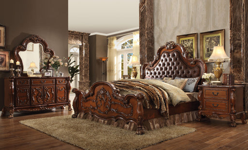 Dresden PU & Cherry Oak Eastern King Bed - Home Furniture And More (Brentwood, MD)