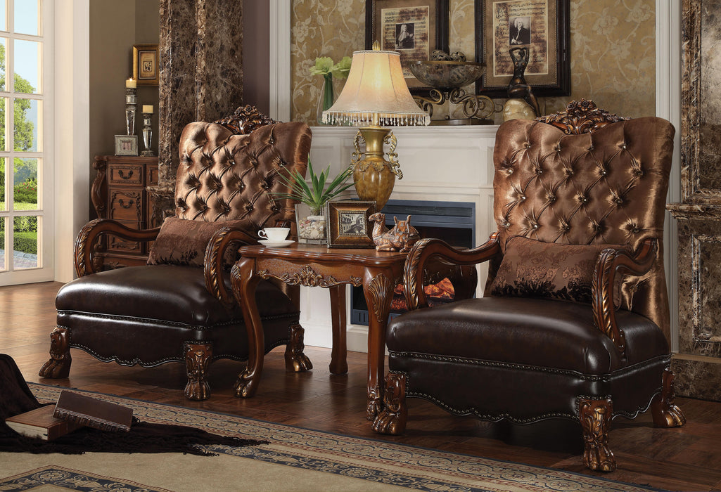 Dresden Golden Brown Velvet & Cherry Oak Chair & 1 Pillow - Home Furniture And More (Brentwood, MD)