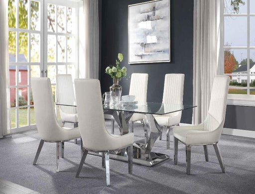 Gianna Clear Glass & Stainless Steel Dining Room Set - Home Furniture And More (Brentwood, MD)