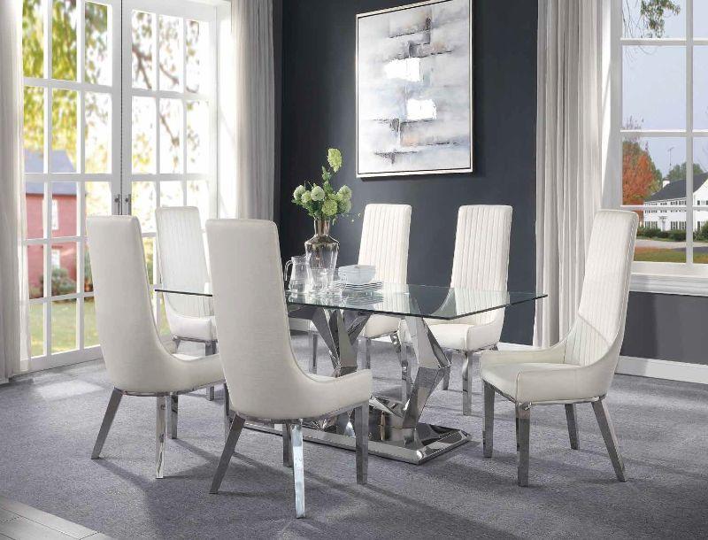 Gianna Clear Glass & Stainless Steel Dining Room Set - Home Furniture And More (Brentwood, MD)
