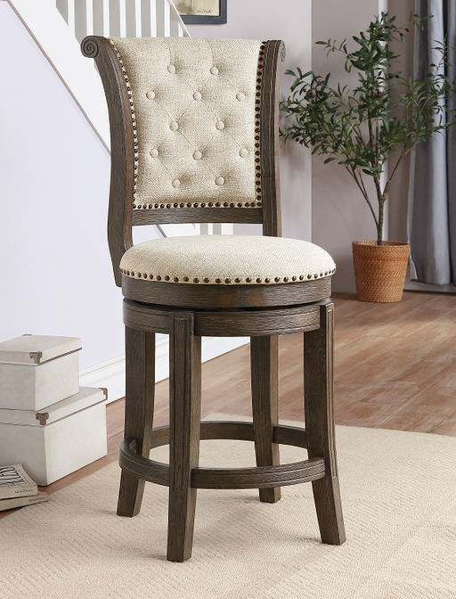 Glison Beige Fabric & Walnut Counter Height Chair (1Pc) - Home Furniture And More (Brentwood, MD)