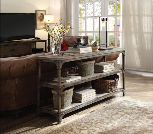 Gorden Weathered Oak & Antique Silver Console Table - Home Furniture And More (Brentwood, MD)