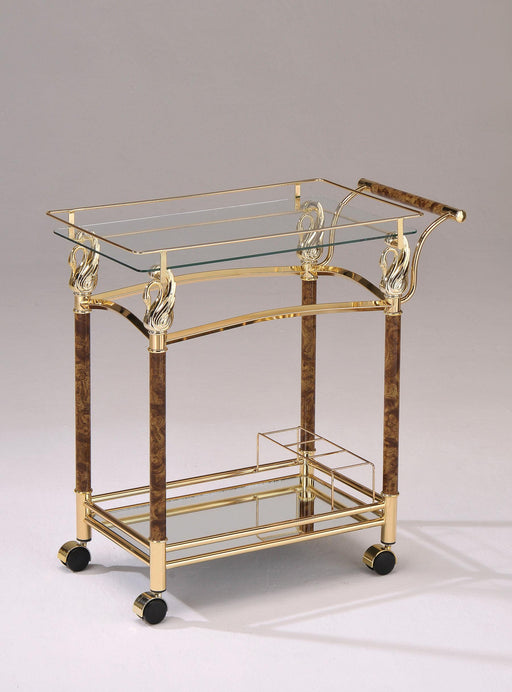 Helmut Gold Plated & Clear Glass - Tempered Serving Cart - Home Furniture And More (Brentwood, MD)