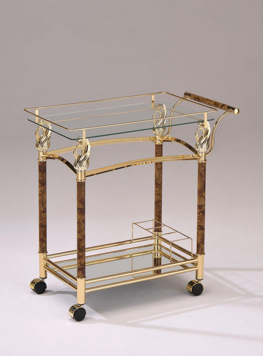 Helmut Gold Plated & Clear Glass - Tempered Serving Cart - Home Furniture And More (Brentwood, MD)
