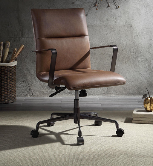Indra Vintage Chocolate Top Grain Leather Office Chair - Home Furniture And More (Brentwood, MD)