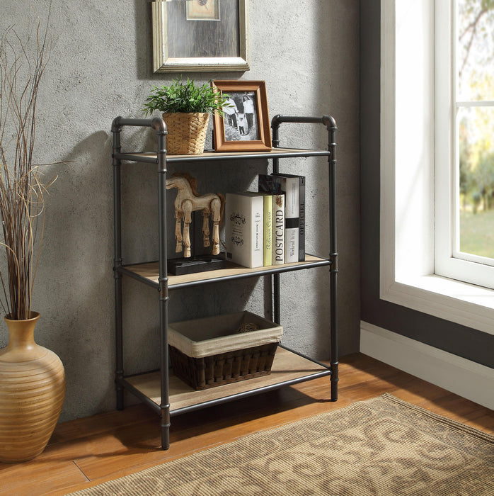 Itzel Antique Oak & Sandy Gray Bookshelf - Home Furniture And More (Brentwood, MD)