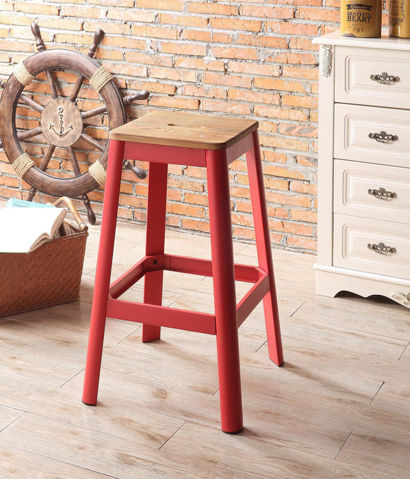 Jacotte Natural & Red Bar Stool (1Pc) - Home Furniture And More (Brentwood, MD)