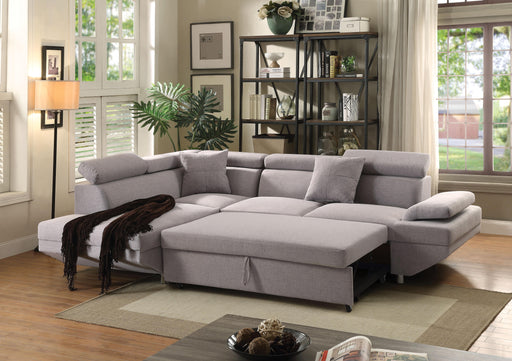 Jemima Gray Fabric Sectional Sofa w/Sleeper - Home Furniture And More (Brentwood, MD)