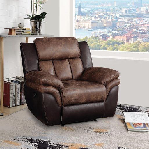 Jaylen Toffee & Espresso Polished Microfiber Recliner - Home Furniture And More (Brentwood, MD)