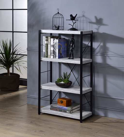 Jurgen Antique White & Black Bookshelf - Home Furniture And More (Brentwood, MD)