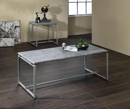 Jurgen Faux Concrete & Silver 3Pc Pack Coffee/End Set - Home Furniture And More (Brentwood, MD)