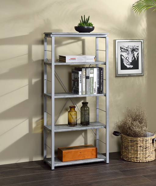 Jurgen Faux Concrete & Silver Bookshelf - Home Furniture And More (Brentwood, MD)