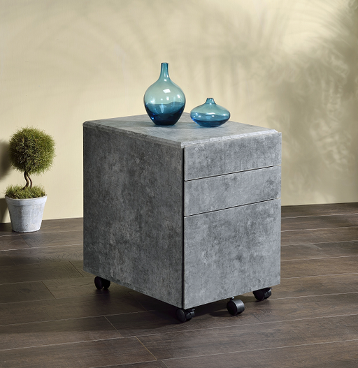 Jurgen Faux Concrete & Silver File Cabinet - Home Furniture And More (Brentwood, MD)