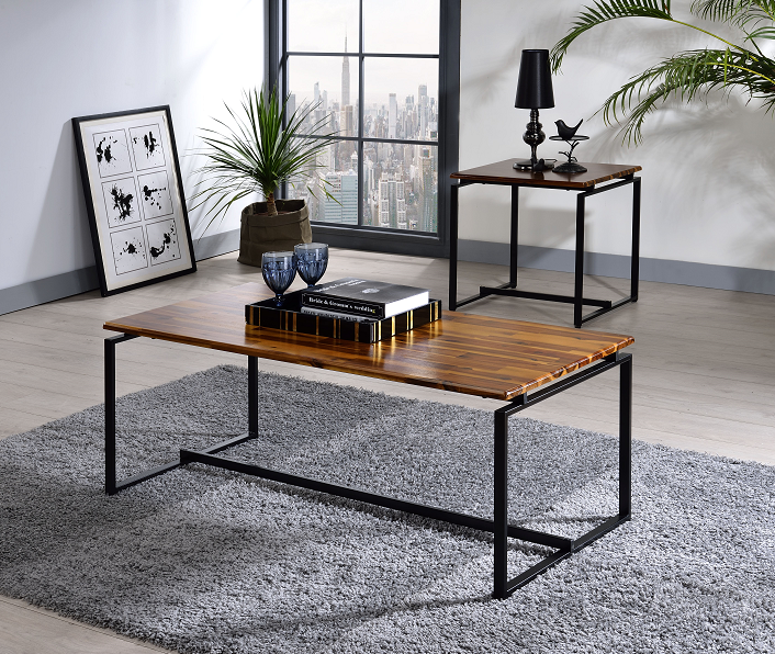 Jurgen Oak & Black 3Pc Pack Coffee/End Set - Home Furniture And More (Brentwood, MD)
