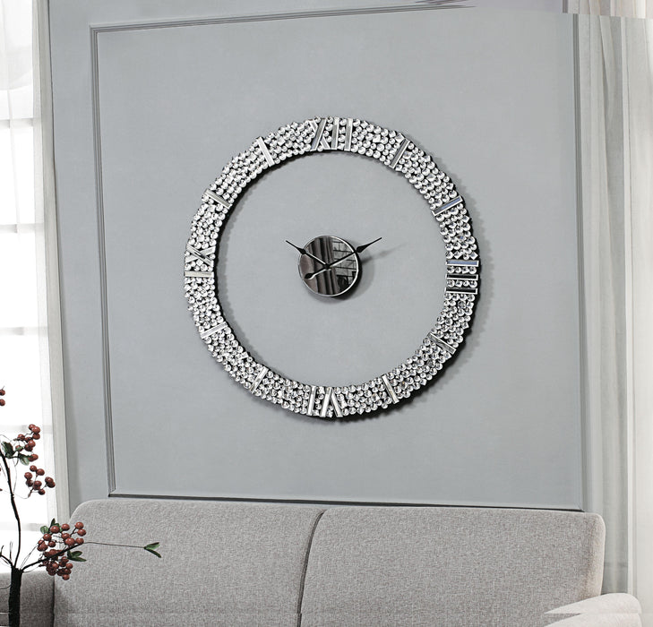 Kachina Mirrored & Faux Gems Wall Clock - Home Furniture And More (Brentwood, MD)