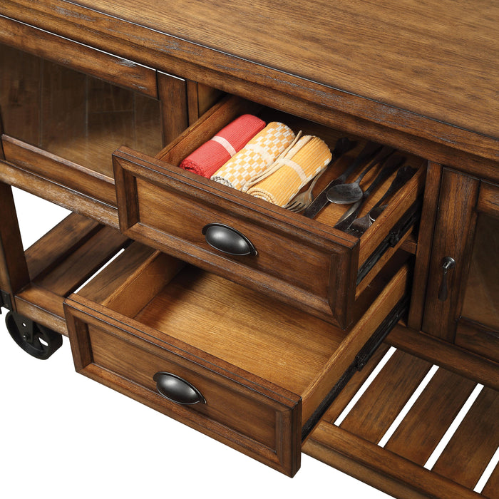 Kadri Distressed Chestnut Kitchen Cart - Home Furniture And More (Brentwood, MD)