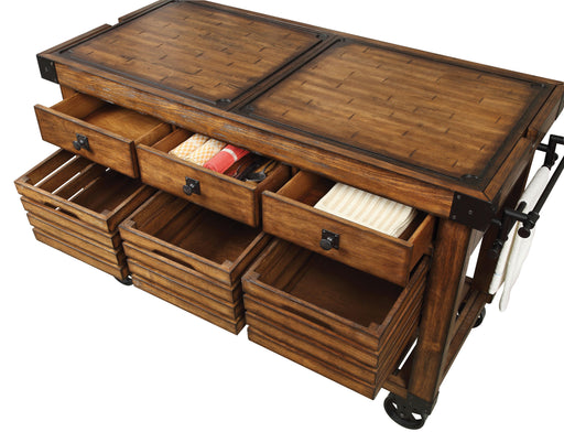 Kaif Distressed Chestnut Kitchen Cart - Home Furniture And More (Brentwood, MD)