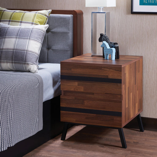 Karine Walnut & Black End Table - Home Furniture And More (Brentwood, MD)