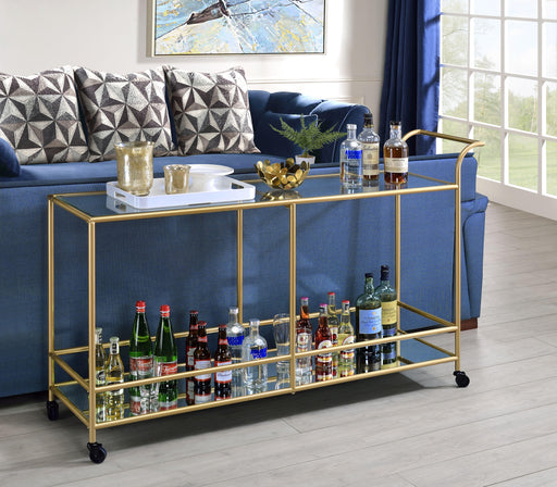 Kenda Clear Glass, Mirrored & Gold Serving Cart - Home Furniture And More (Brentwood, MD)