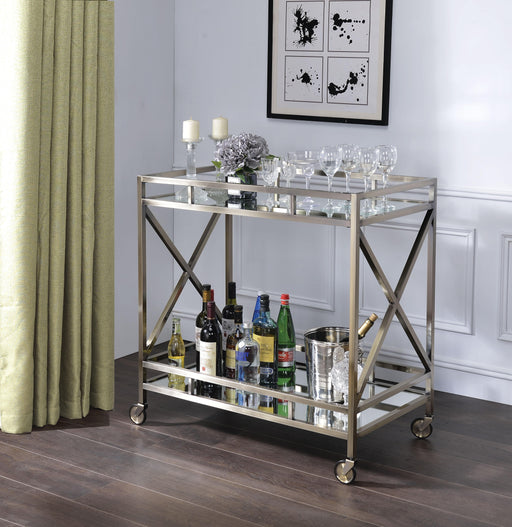 Kristensen Antique Gold & Mirror Serving Cart - Home Furniture And More (Brentwood, MD)