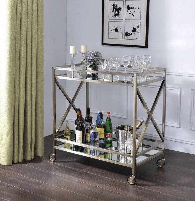 Kristensen Antique Gold & Mirror Serving Cart - Home Furniture And More (Brentwood, MD)