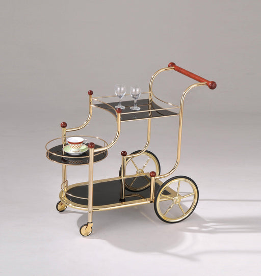 Lacy Gold Plated & Black Glass Serving Cart - Home Furniture And More (Brentwood, MD)