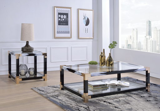 Lafty White Brushed & Clear Glass Coffee Table - Home Furniture And More (Brentwood, MD)