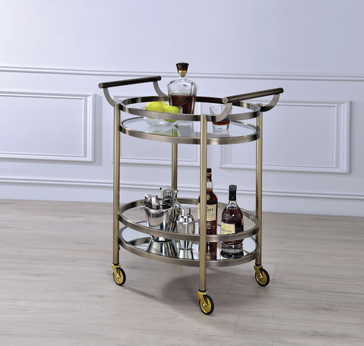Lakelyn Brushed Bronze & Clear Glass Serving Cart - Home Furniture And More (Brentwood, MD)