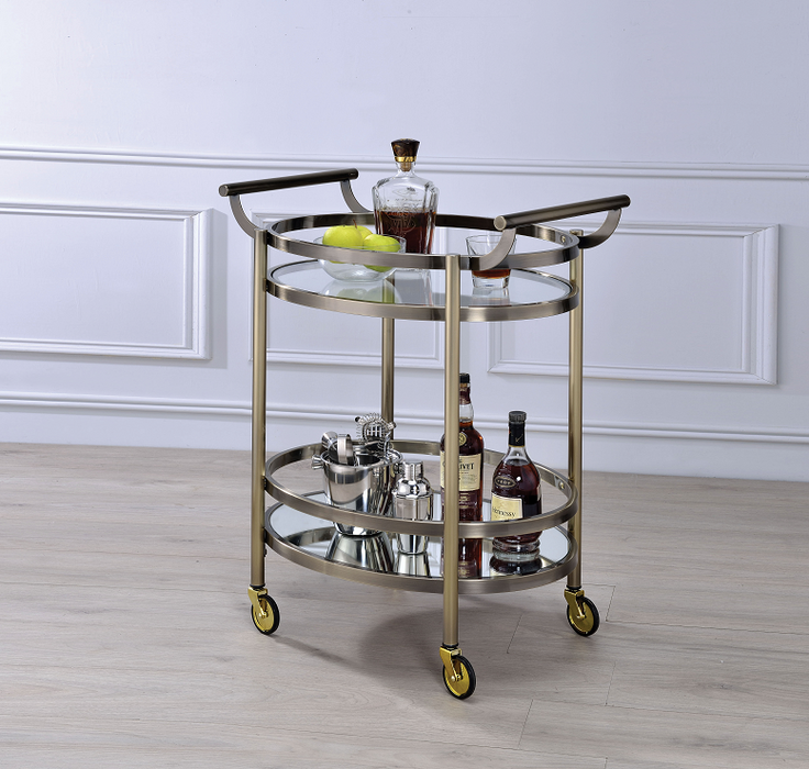 Lakelyn Brushed Bronze & Clear Glass Serving Cart - Home Furniture And More (Brentwood, MD)