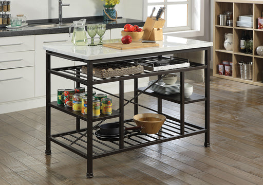 Lanzo Marble & Gunmetal Kitchen Island (Counter) - Home Furniture And More (Brentwood, MD)