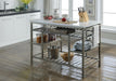 Lanzo Marble & Antique Pewter Kitchen Island (Counter) - Home Furniture And More (Brentwood, MD)