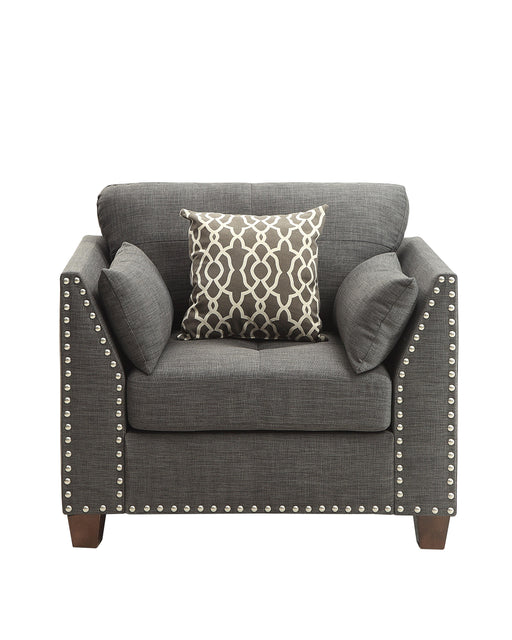Laurissa Light Charcoal Linen Chair & 3 Pillows - Home Furniture And More (Brentwood, MD)