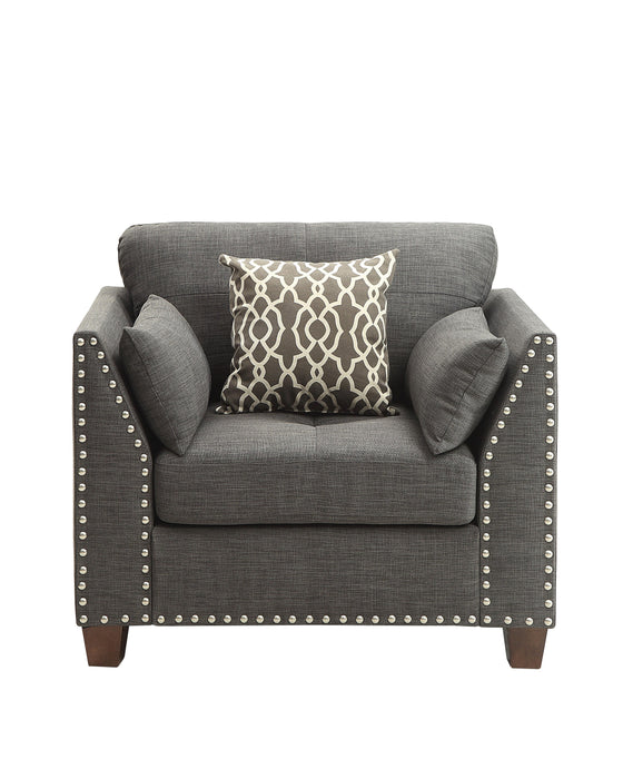Laurissa Light Charcoal Linen Chair & 3 Pillows - Home Furniture And More (Brentwood, MD)