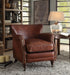 Leeds Vintage Dark Brown Top Grain Leather Accent Chair - Home Furniture And More (Brentwood, MD)