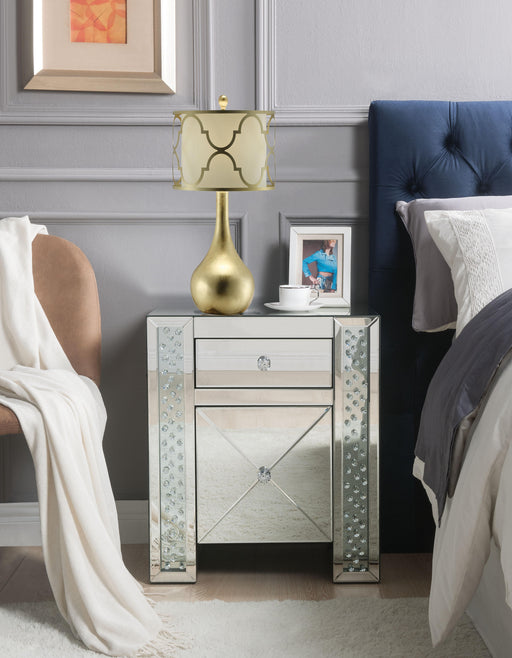 Maisha Mirrored & Faux Crystals Accent Table - Home Furniture And More (Brentwood, MD)