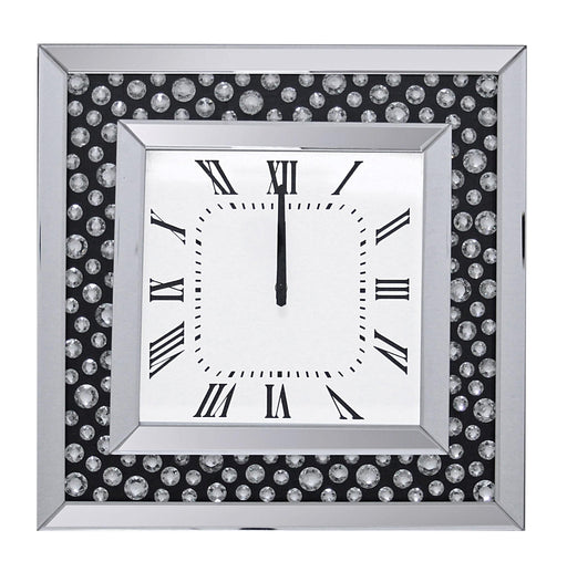 Marku Mirrored & Faux GemStones Wall Clock - Home Furniture And More (Brentwood, MD)