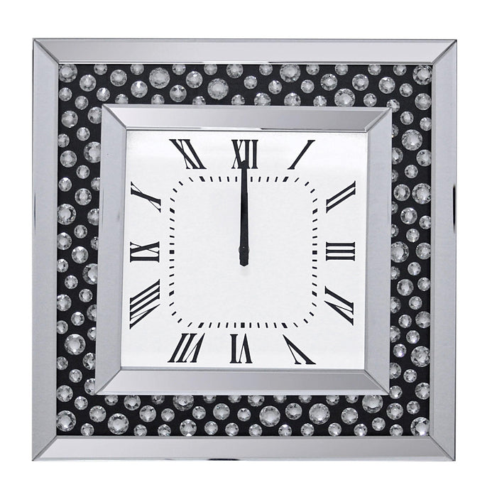 Marku Mirrored & Faux GemStones Wall Clock - Home Furniture And More (Brentwood, MD)