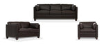 Matias Chocolate Leather 3-Piece Living Room Set - Home Furniture And More (Brentwood, MD)
