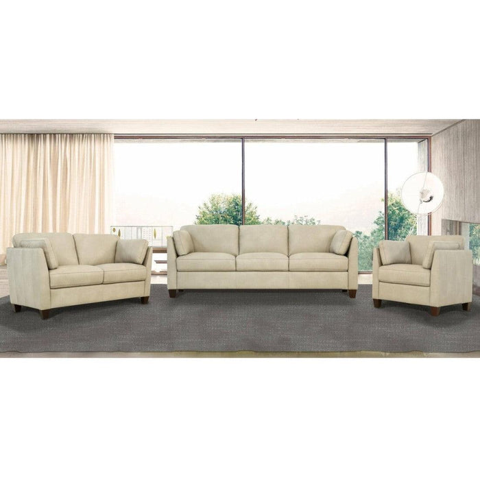 Matias Dusty White Leather 3-Piece Living Room Set - Home Furniture And More (Brentwood, MD)