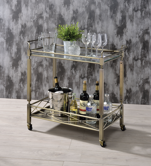 Matiesen Antique Gold & Clear Glass Serving Cart - Home Furniture And More (Brentwood, MD)
